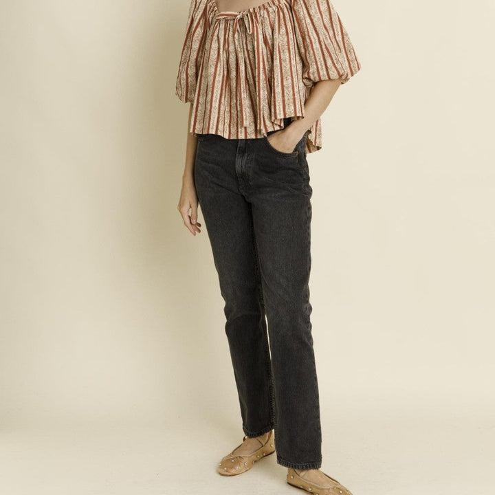 Striped Peasant Off Shoulder Top