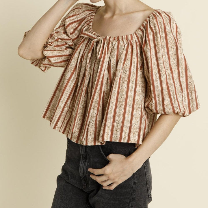 Striped Peasant Off Shoulder Top