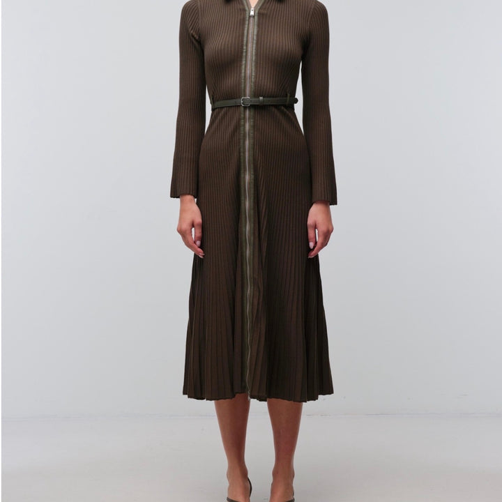 Dark Olive Ismelle Collared Midi Dress