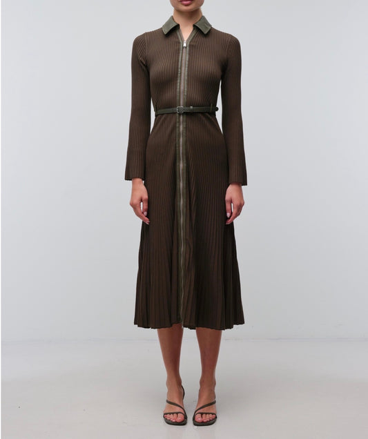 Dark Olive Ismelle Collared Midi Dress