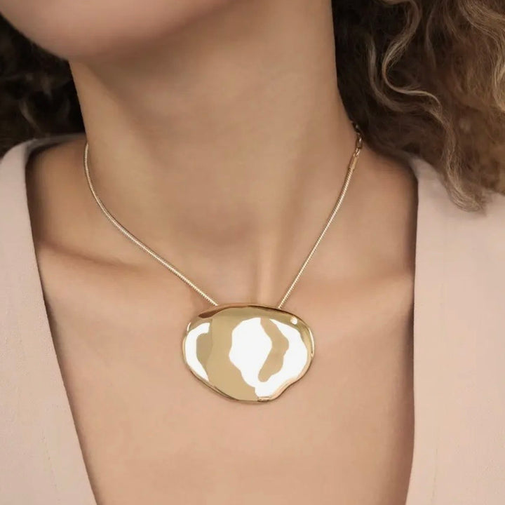 Gold Molten Metal Pendant Necklace