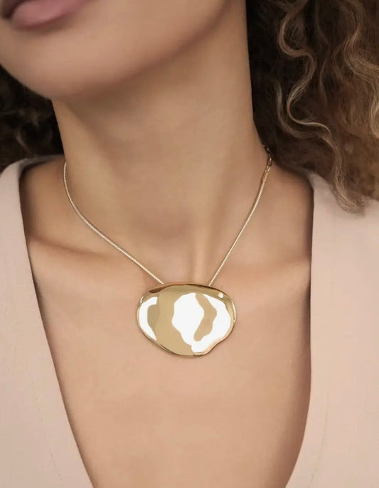 Gold Molten Metal Pendant Necklace