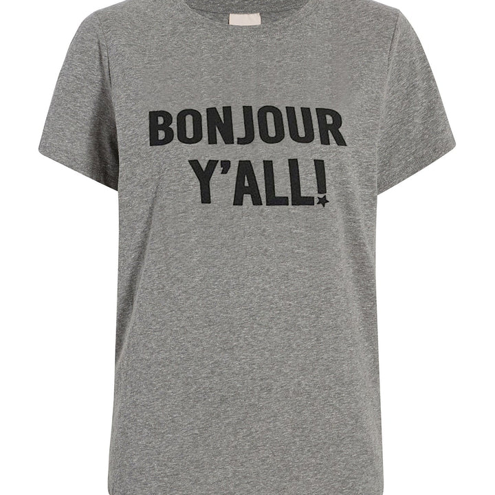 Gray Bonjour Yall Tee