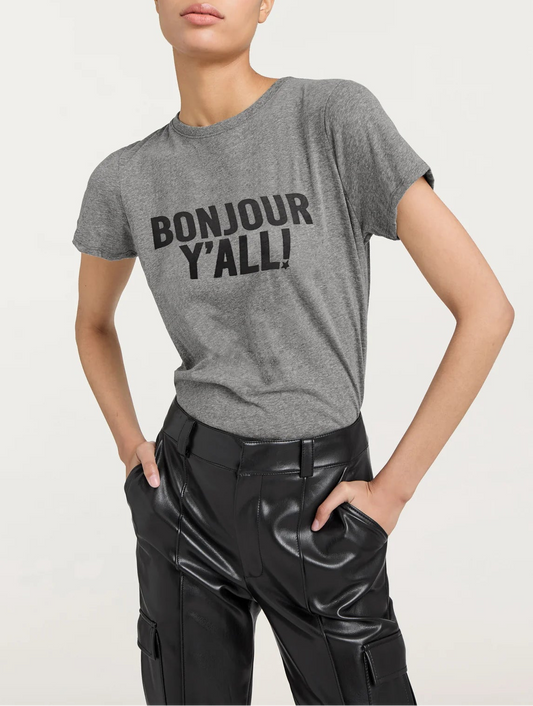 Gray Bonjour Yall Tee