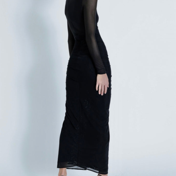 Ariana Mesh Solid Maxi Dress