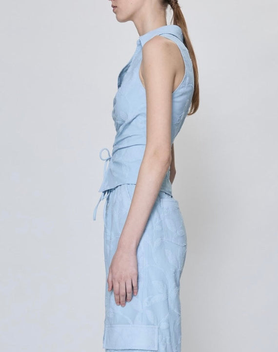 Sky Blue Arabella Jacquard Top