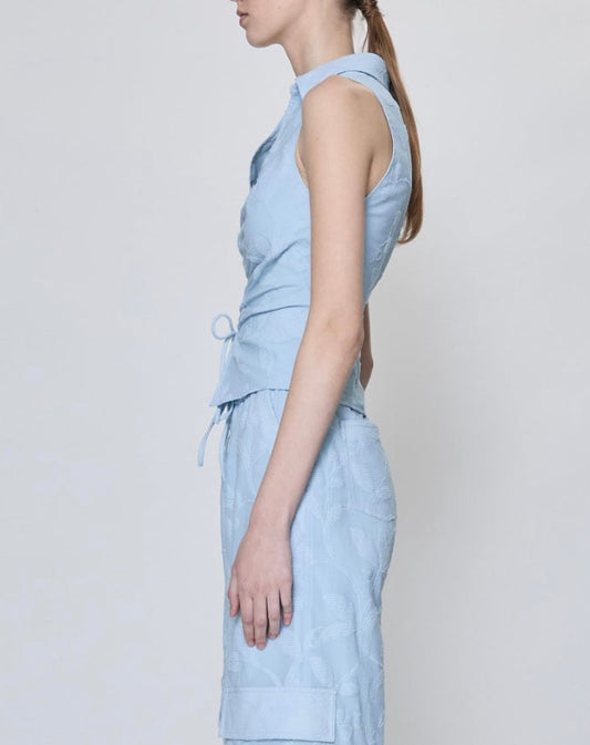 Sky Blue Arabella Jacquard Top