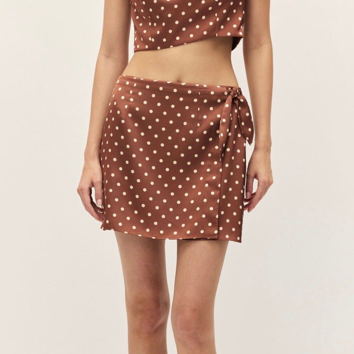 Brown Polka Dot Beatrix Mini Skirt