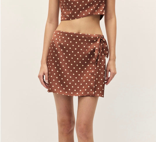 Brown Polka Dot Beatrix Mini Skirt