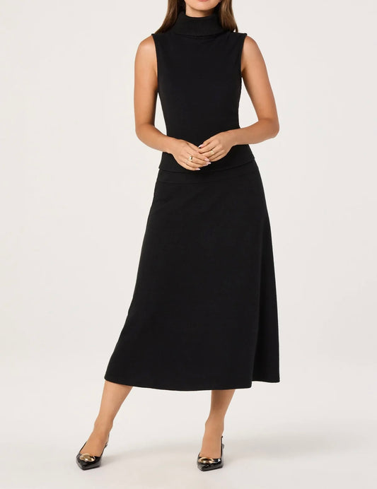 Black Sleeveless Knit Turtleneck Top