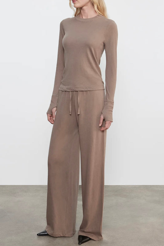 Walnut Cashmere Jersey Easy Drawcord Pant