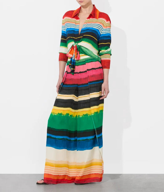 Larissa Rainbow Open Pleat Pant