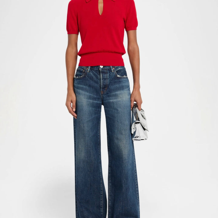 Bright Raspberry Keyhole Polo