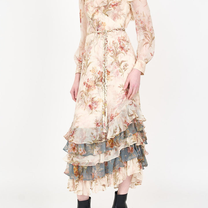 Ivory Brocade Violet Dress