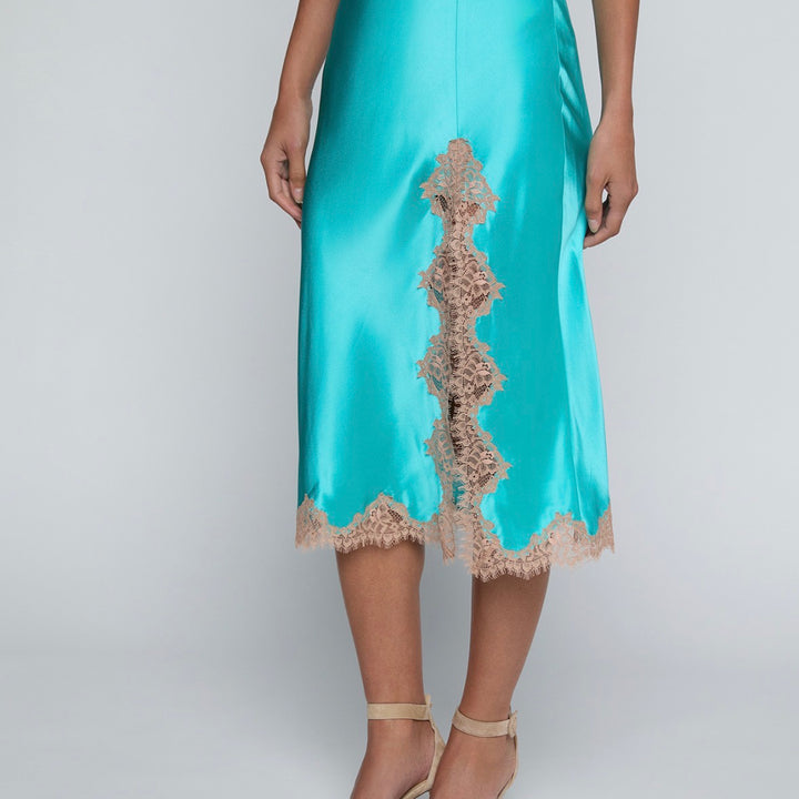 Cyan Tico Lace Midi Skirt