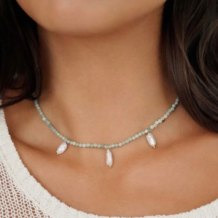 Seafoam Ibiza Beaded Choker Necklace