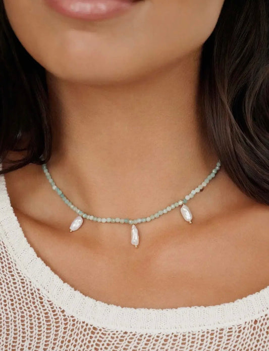 Seafoam Ibiza Beaded Choker Necklace