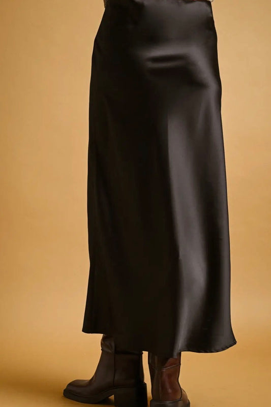 Black Satin Maxi Skirt