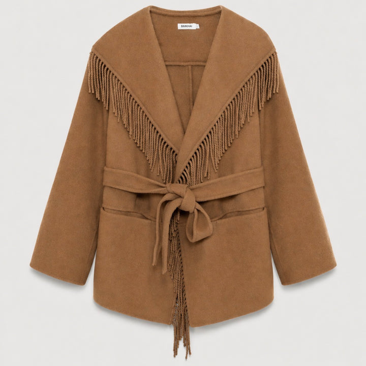 Camel Rowen Fringe Jacket