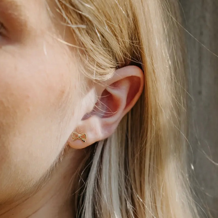 Gold Tiny Bow Studs