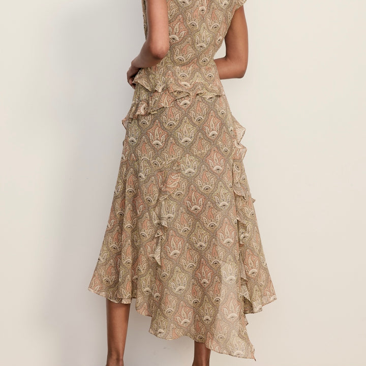 Khaki Stone Cap Sleeve Avenel Dress
