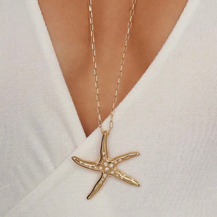 Gold Starfish Luxe Pendant Necklace