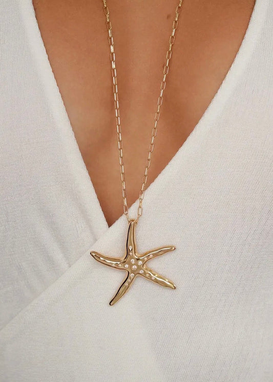Gold Starfish Luxe Pendant Necklace