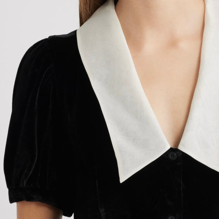 Velvet Sailor Button-Up Top