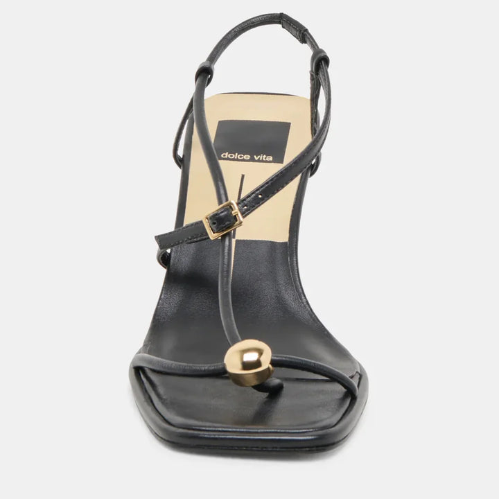Mylee Leather Strappy Gold Hardware Heel