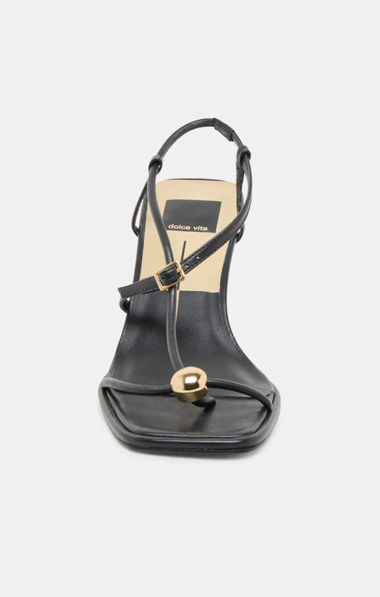 Mylee Leather Strappy Gold Hardware Heel