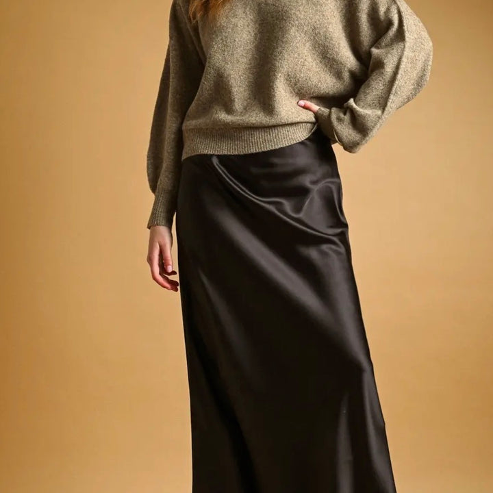 Black Satin Maxi Skirt