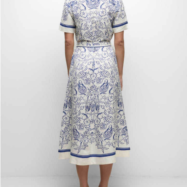 Blueberry Multi Audria Belted Midi Dress
