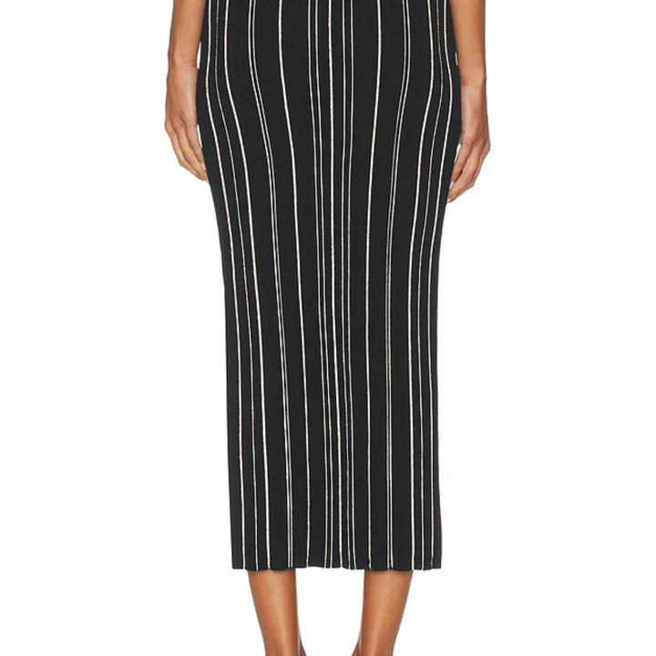 Black Ivory Stripe Peony Skirt