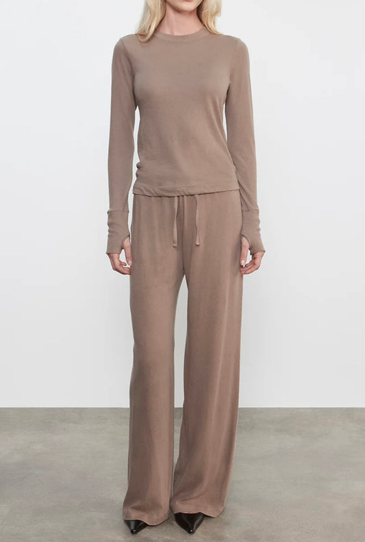 Walnut Cashmere Easy Cuffed Crew