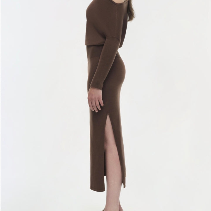 Chocolate Janese Off Shoulder Midi Dress