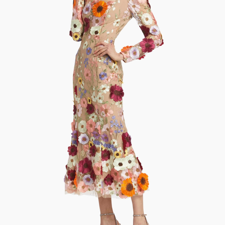 Shannon 3D Floral Midi Dress