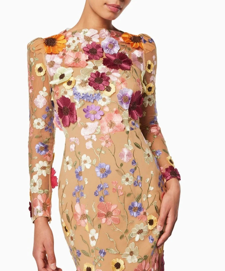 Shannon 3D Floral Midi Dress