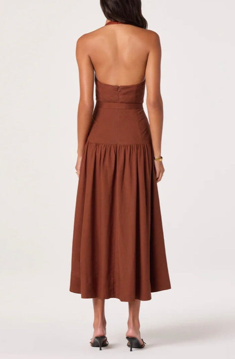 Rust Katinka Halter Midi Dress