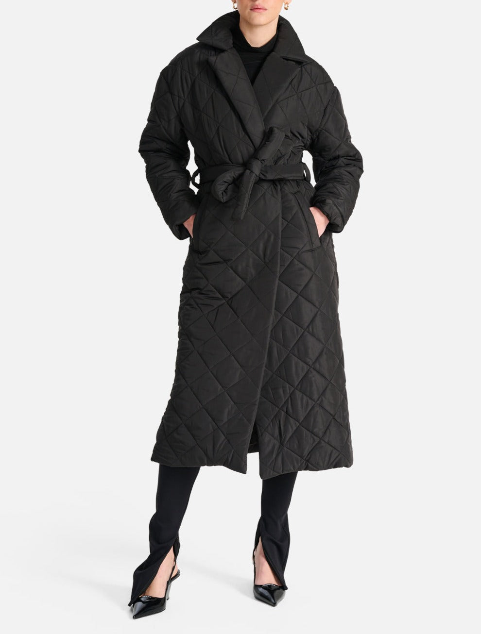 Black Mia Longline Quilted Jacket