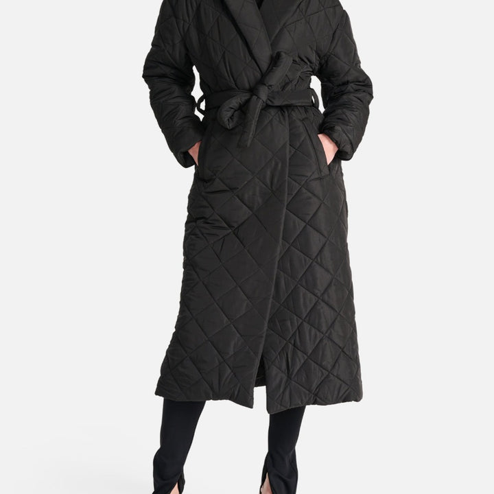 Black Mia Longline Quilted Jacket