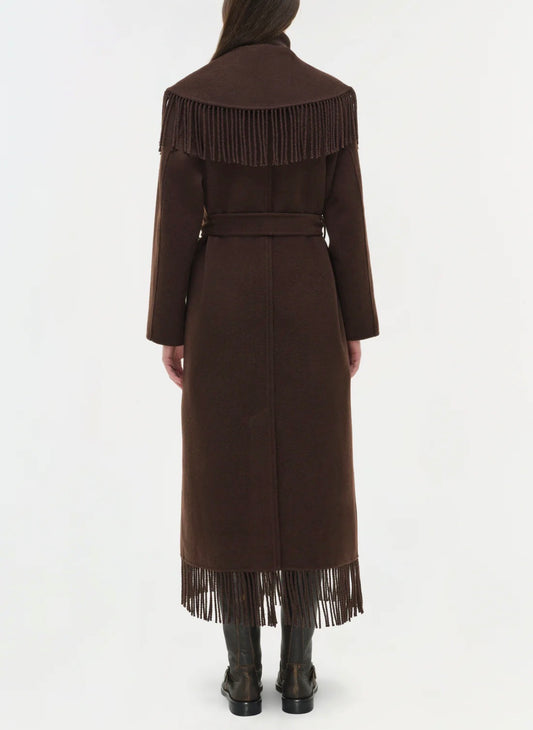 Chocolate Carrie Fringe Robe Coat