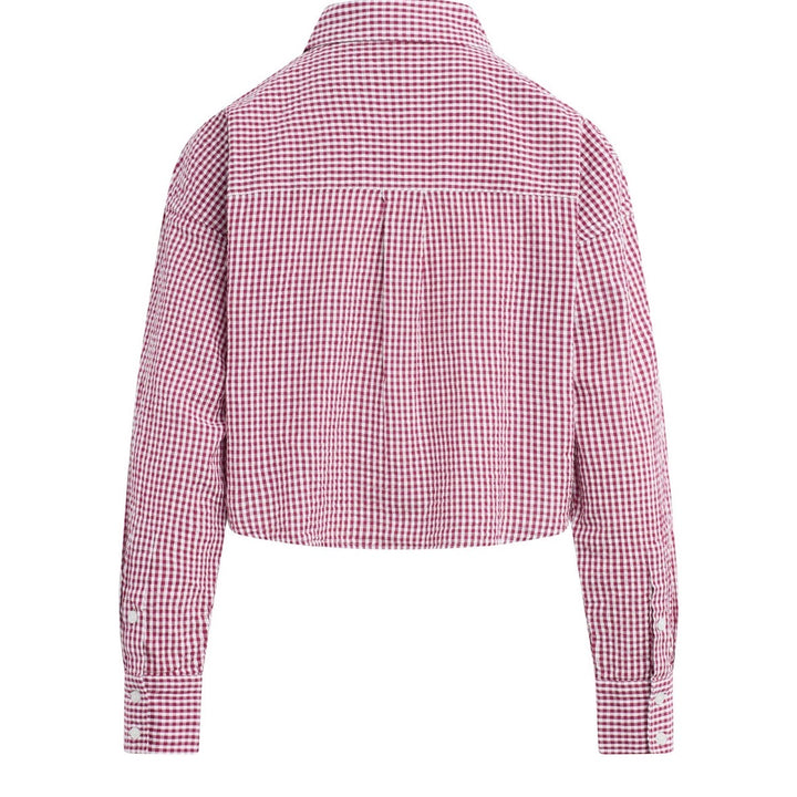 Raspberry Gingham Crop Ex Boyfriend Shirt