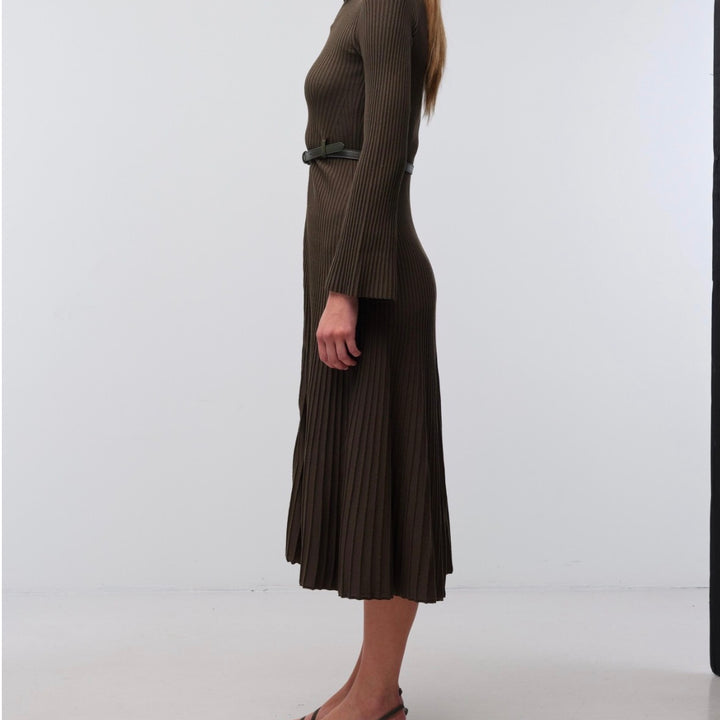 Dark Olive Ismelle Collared Midi Dress