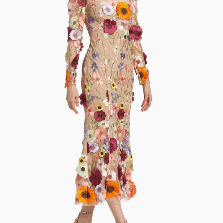 Shannon 3D Floral Midi Dress