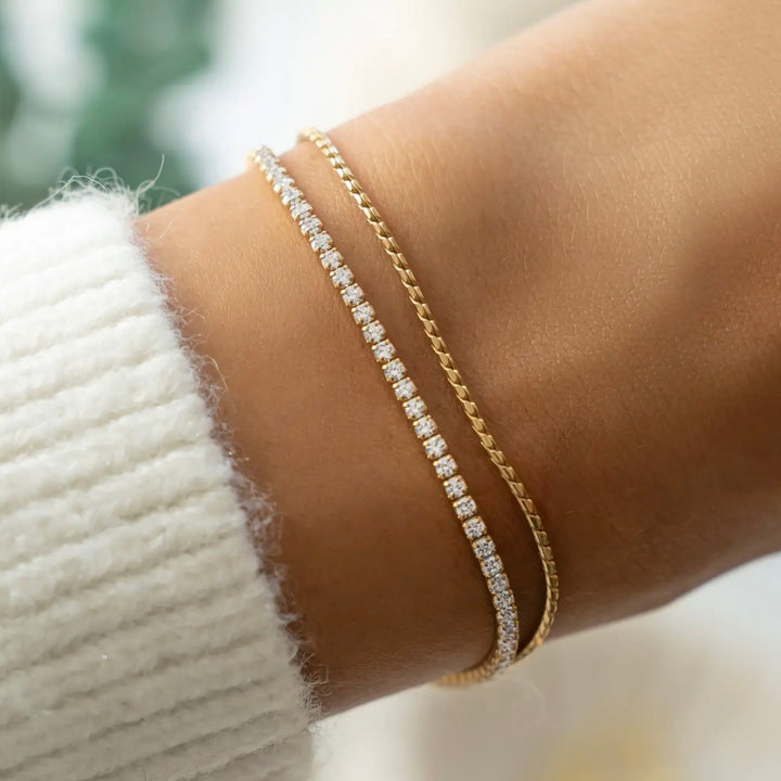 Gold Tennis & Chain Bracelet Set