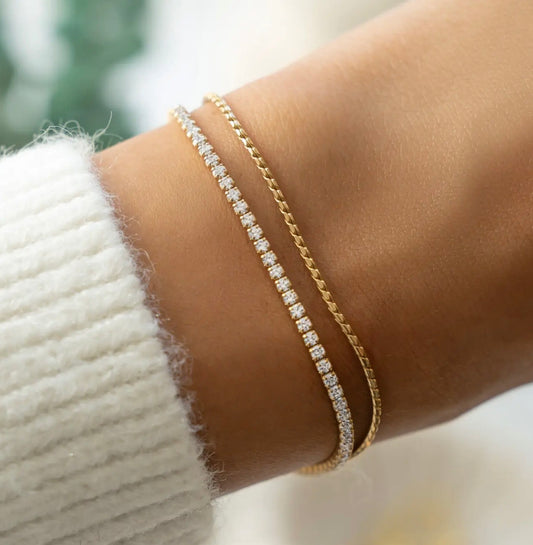 Gold Tennis & Chain Bracelet Set
