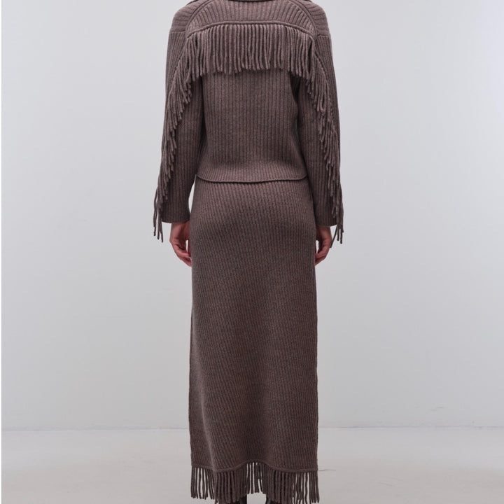 Mushroom Melange Natalia Collared Sweater