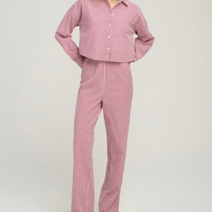 Raspberry Gingham Everything Pant