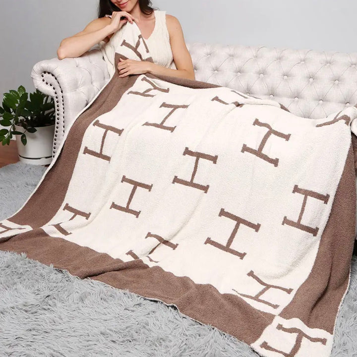 Initial Reversible Throw Blanket