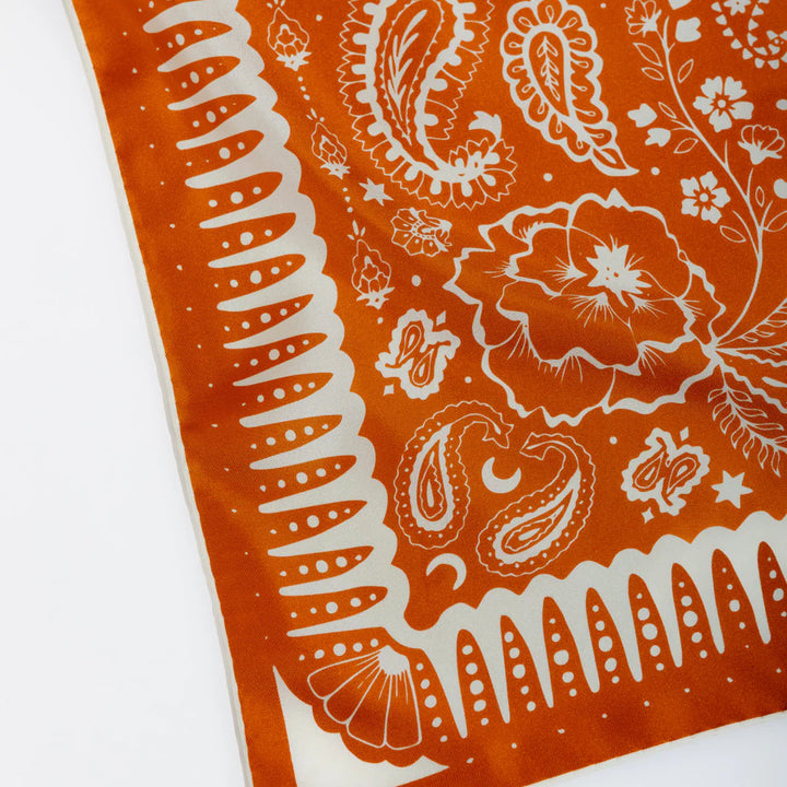 Orange & Cream - 100% Silk Twill Square Scarf